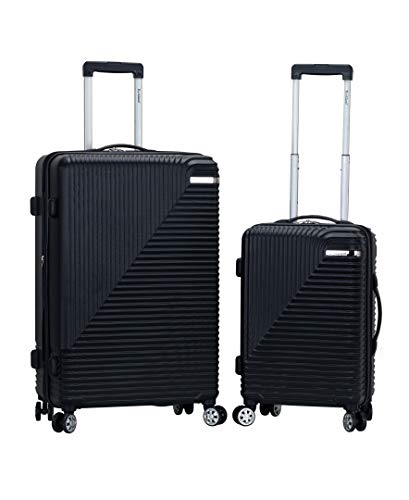 Rockland Star Trail Hardside 2 Piece Expandable Spinner Wheel Luggage Set, (20"/24"/28"), Black - color: Black, size: 2-Piece Set (28"/20")