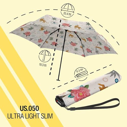 Knirps US.050 Ultra Light Pocket Size Manual Rain Umbrella with Carrying Case - color: Guardian Beige