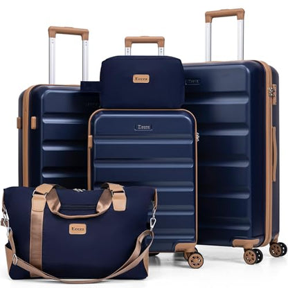 Eeeza 5 Piece, Luggage Set Lightweight Durable Hardshell20/24/28 Royal Blue - color: RoyalBlue