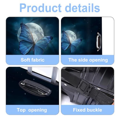 Blue Butterfly Luggage Cover Washable Suitcase Protector Anti-scratch Suitcase cover Fits 20-22 Inch Luggage S - color: Blue butterfly, size: S(20-22inch suitcase)