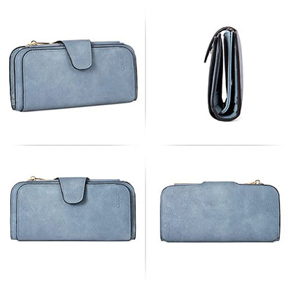 CLUCI RFID Wallet for Women Bifold Wallet with ID Window - color: 2 Two-toned Blue