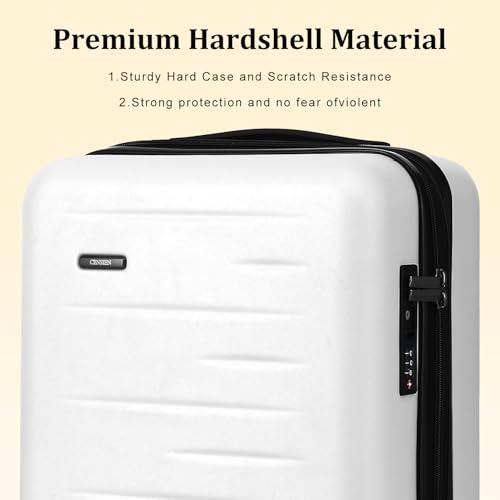 CENSIEN Expandable 16 Inch Underseat Carry On Luggage Airline Approved - color: White, size: 16 Inch Underseat EXT