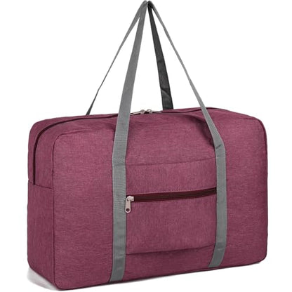Lightweight Foldable Travel Duffel Bag, Compact Carry-On Luggage for Overnight Trips, Unisex Weekender (Red) - color: Red