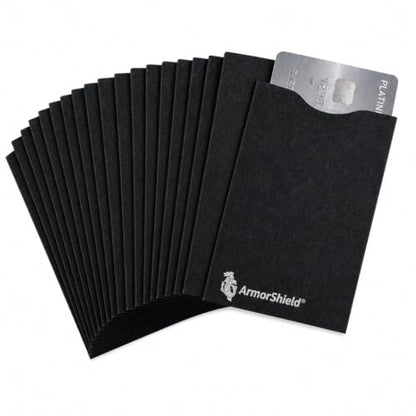 ArmorShield RFID Blocking Sleeves for Credit Cards, 20-Pack Black, USA Made - color: BLACK