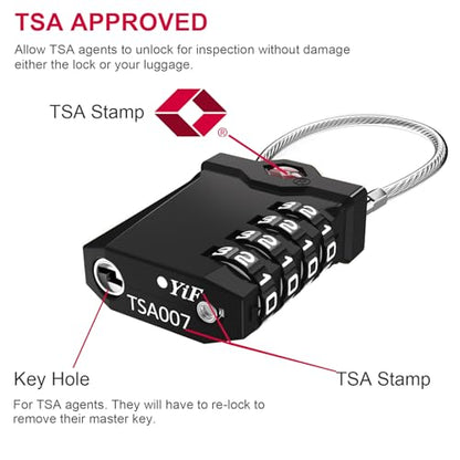 ZHEGE TSA Approved Locks for Luggage, Inspection Indicator (2 Pack, Black) - color: 2p Black