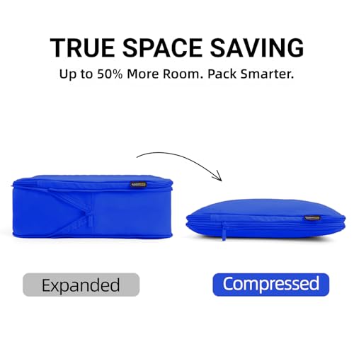 4 Piece Compression Packing Cubes for 3–7 Day Travel, Dark Blue - color: Dark Blue