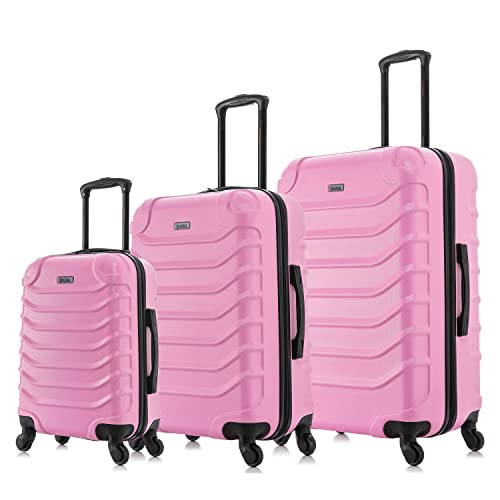 InUSA ENDURANCE Luggage with Spinner Wheels | Durable Lightweight Hardshell Spacious Travel Sets with Handle and Trolley | (20in, 24in, 28in) 3 Piece Luggage Set | Pink - color: Pink, size: 3-Piece Set (20-Inch, 24-Inch, 28-Inch)