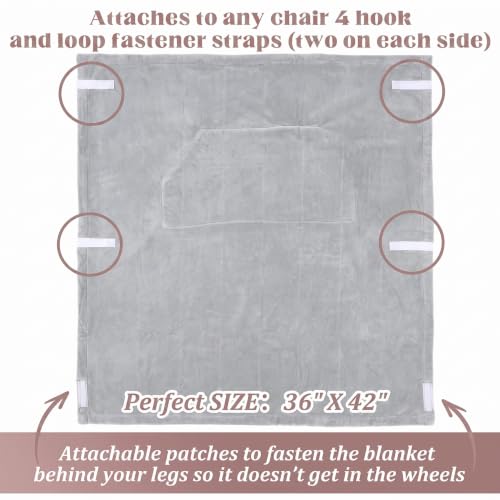 Newwiee Christmas Wheelchair Blanket with Pouch, Grey, Simple - color: Grey