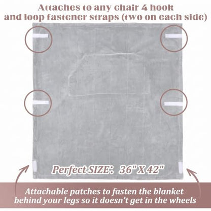 Newwiee Christmas Wheelchair Blanket with Pouch, Grey, Simple - color: Grey