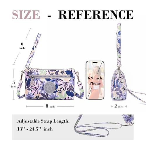 Small Wristlet Wallets for Women Nylon RFID Cross body bag - color: Leafy Gray