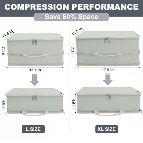 Compression Packing Cubes Travel Packing Suitcase Organizer Bags, Grey - color: Grey, size: Large