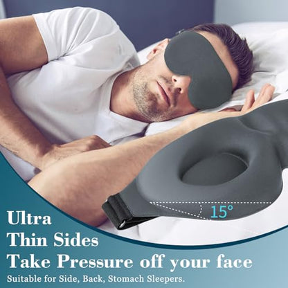 ZGGCD Sleep Mask for Side Sleeper, Light Blocking Eye Mask for Women Men | 3D Contoured Night Blindfold, Luxury Sleeping Eye Cover, Adjustable Strap, Eyeshade for Travel Nap, Flight Essentials, Grey - color: Grey