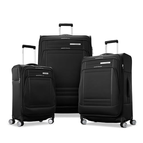Samsonite UpLIFT Lightweight Large Checked Softside 3-Piece Luggage Set with Spinner Wheels - Expandable - Airline-Approved, Polyester Soft Suitcase for Ultra Light Travel - Black - color: Black, size: 3-Piece Set (CO/MD/LG)