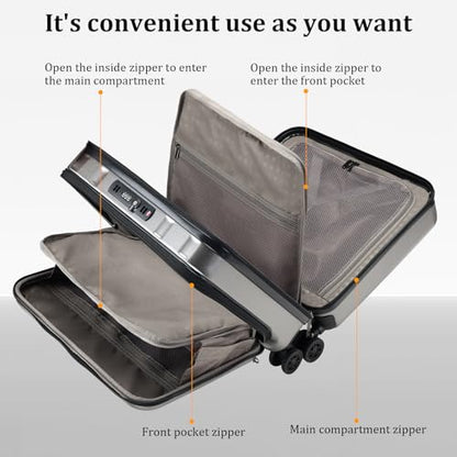 Kaleenie 16" Carry On Briefcase Luggage with 2 Laptop Compartments - color: Gray, size: 16 Inch
