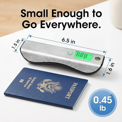 Digital Luggage Scale 110lb/50kg with 3FT Tape Measure, 4 Units, Peak & Hold Mode, Bubble Level, Portable Handheld Suitcase Weight Scale for Travel Essentials