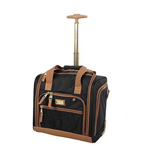 Steve Madden Designer Luggage Collection - 3 Piece Softside Expandable Lightweight Spinner Suitcase Set - Travel Set Includes an Under Seat Bag, 20-Inch Carry on and 28-Inch Checked Suitcase, Harlo - color: Harlo Black