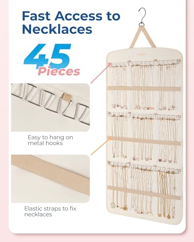 BAGSMART Hanging Jewelry Organizer, Necklace Holder, Extra Large Beige - color: Beige, size: X-Large - Standard