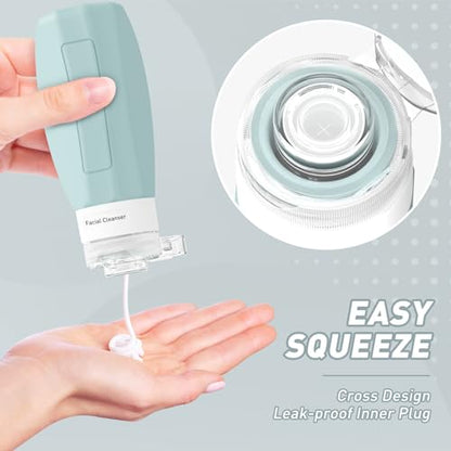 Redfly Travel Bottles for Toiletries 3oz, Silicone Travel Size Containers - color: Gray, size: 4Packs