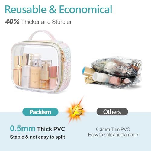 PACKISM Clear Makeup Bag Travel - TSA Approved Toiletry Bag, 2 Pack White - color: Ruched Colorful White
