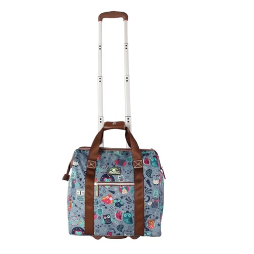 Lily Bloom Designer Under the Seat Tote Cabin Luggage Collection - 15 Inch Patterned Carry on Bag For Women - Lightweight Suitcase with 2 Rolling Wheels (Night Owl) - color: Night Owl