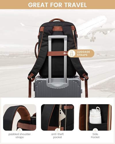 LOVEVOOK Travel Essentials Carry on Backpack 40L Travel Backpack for Women Men,Waterproof TSA Personal Item Travels Bag Airline Flight Approved,Large Carry on Luggage Laptop Backpack with Packing Cube - color: Grayish Blue - Dark Blue - Black, size: Large