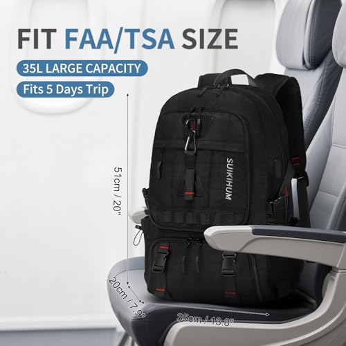 Travel Backpack with Shoe Compartment 35L TSA Carry on Fits 18.4" - color: Standard Black