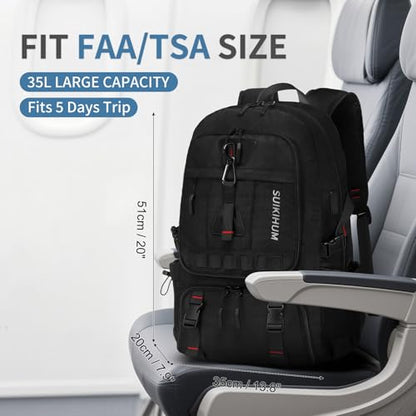 Travel Backpack with Shoe Compartment 35L TSA Carry on Fits 18.4" - color: Standard Black