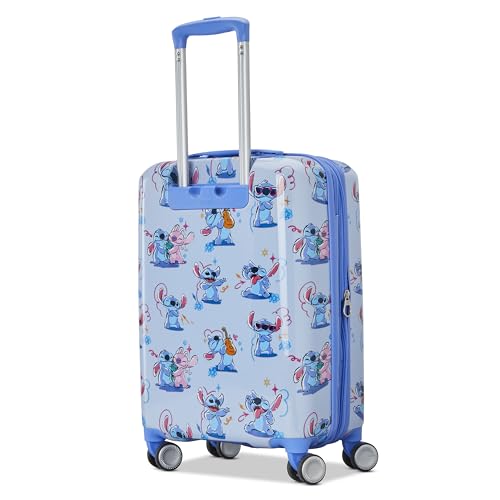 American Tourister STITCH CARRY-ON SPINNER Luggage - Airline Approved, Durable Hardshell with RightHeight Adjustable Handle - Expands 1.5in - Roll Confidentially with Dual 360 Spinner Wheels - color: Stitch, size: Small