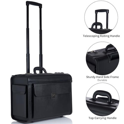 Alpine Swiss Rolling 17" Laptop Briefcase on Wheels Attache Lawyers Case Legal Size