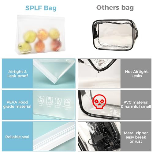 SPLF 4 Pack Leakproof Clear Toiletry bags, TSA Approved Quart Zipper Bags - size: 2 Large 2 Medium