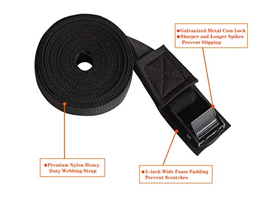 Padded Cam Buckle Tie Down Straps, 1 in x 10 ft, 4 Pack - color: Black 4 Pack, size: 1"x10'
