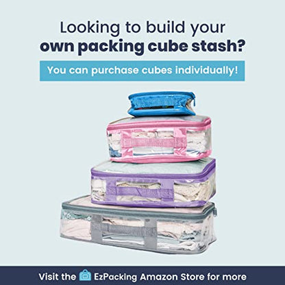Clear Packing Cubes set of 4 / Packs 7-10 Days of Clothes/Premium PVC Plastic Storage Bags - color: Burgundy