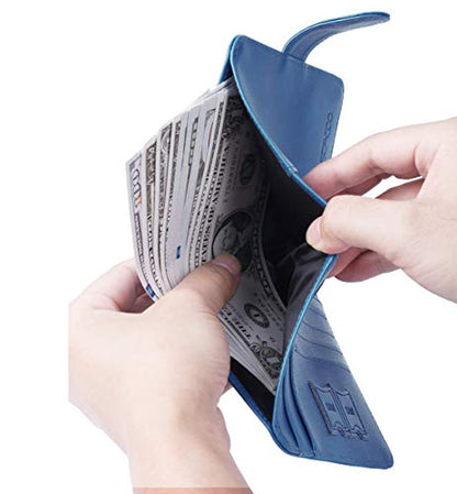 Passport Holder Cover Wallet RFID Blocking, Travel Essentials - color: Blue