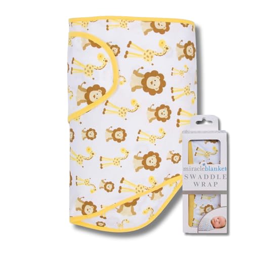 Miracle Blanket Swaddle Wrap, Baby Swaddle for Newborns, Giraffes & Lions - color: Giraffes & Lions