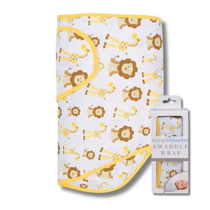 Miracle Blanket Swaddle Wrap, Baby Swaddle for Newborns, Giraffes & Lions - color: Giraffes & Lions