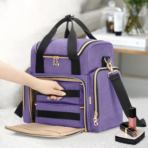 LUXJA Travel Makeup Bag with 2 Removable Makeup Cases, Purple - color: Purple
