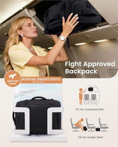 LOVEVOOK Travel Backpack for Women Men, 28L Personal Item Weekend Bag - color: Black, size: 28L-3Pcs