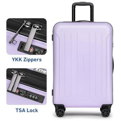 KYME 24-Inch Medium Luggage Checked TSA Approved Suitcase,24",Light Purple - color: Light Purple, size: 24" Checked