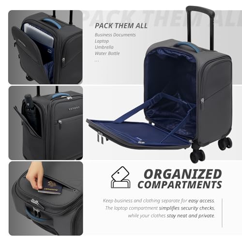 Verage Underseat Carry On Luggage with Wheels,14.5-Inch,Gray - color: Grey, size: 14.5-Inch Plus Underseat