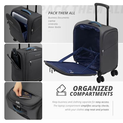 Verage Underseat Carry On Luggage with Wheels,14.5-Inch,Gray - color: Grey, size: 14.5-Inch Plus Underseat