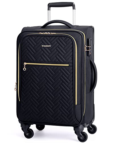 BAGSMART 20" Softside Expandable Spinner Carry-On, Airline Approved (Black) - color: Black