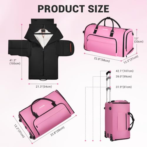DEVPNR Rolling Garment Bags for Travel 59L, Pink - color: Pink