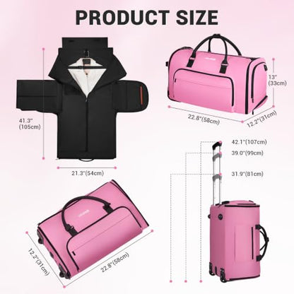 DEVPNR Rolling Garment Bags for Travel 59L, Pink - color: Pink