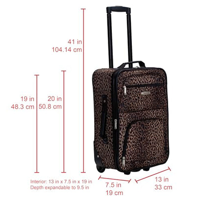 Rockland Fashion Softside Upright Luggage Set, Leopard, 2-Piece (14/19) - color: Leopard, size: 2 Piece (19"/14" Tote)
