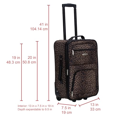 Rockland Fashion Softside Upright Luggage Set, Leopard, 2-Piece (14/19) - color: Leopard, size: 2 Piece (19"/14" Tote)