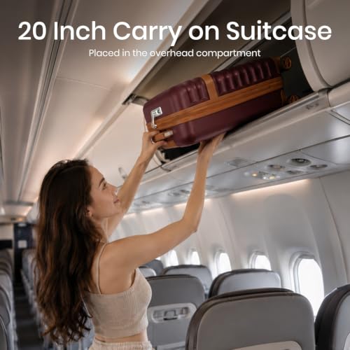 Kono Carry On Luggage 22x14x9 Expandable 20Inch Hardshell TSA Lock Burgundy - color: Burgundy, size: Carry-on 20-inch