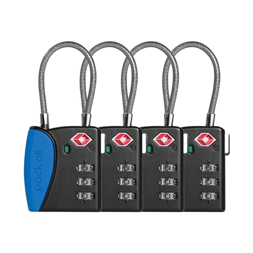 pack all TSA Approved Travel Luggage Locks, Resettable 3-Digit Code - color: Navy, size: 4 Pack