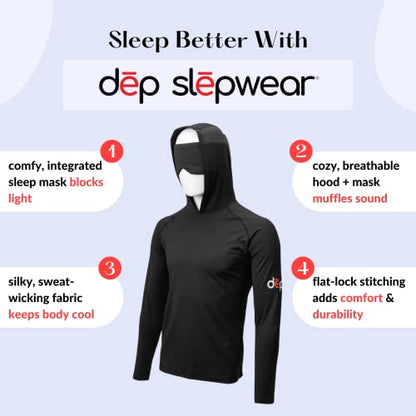 Dēp Sleep Hoodie with Attached Eye Mask, Built for Athletes, Unisex - size: Small