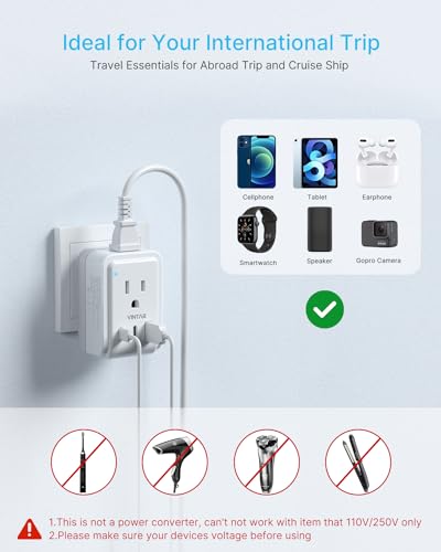 VINTAR US to Japan Plug Adapter, 2 Pack Foldable Japan Outlet Adapter - style: Type A - Japan Canada