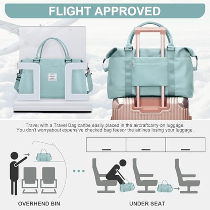 BJLFS Duffel Bag, Light Blue Nylon, 60L, Water-Resistant, Adjustable Strap, Overnight Travel, Workout, Sports Activities, Fits 15.6 Inch Laptop - color: Blue